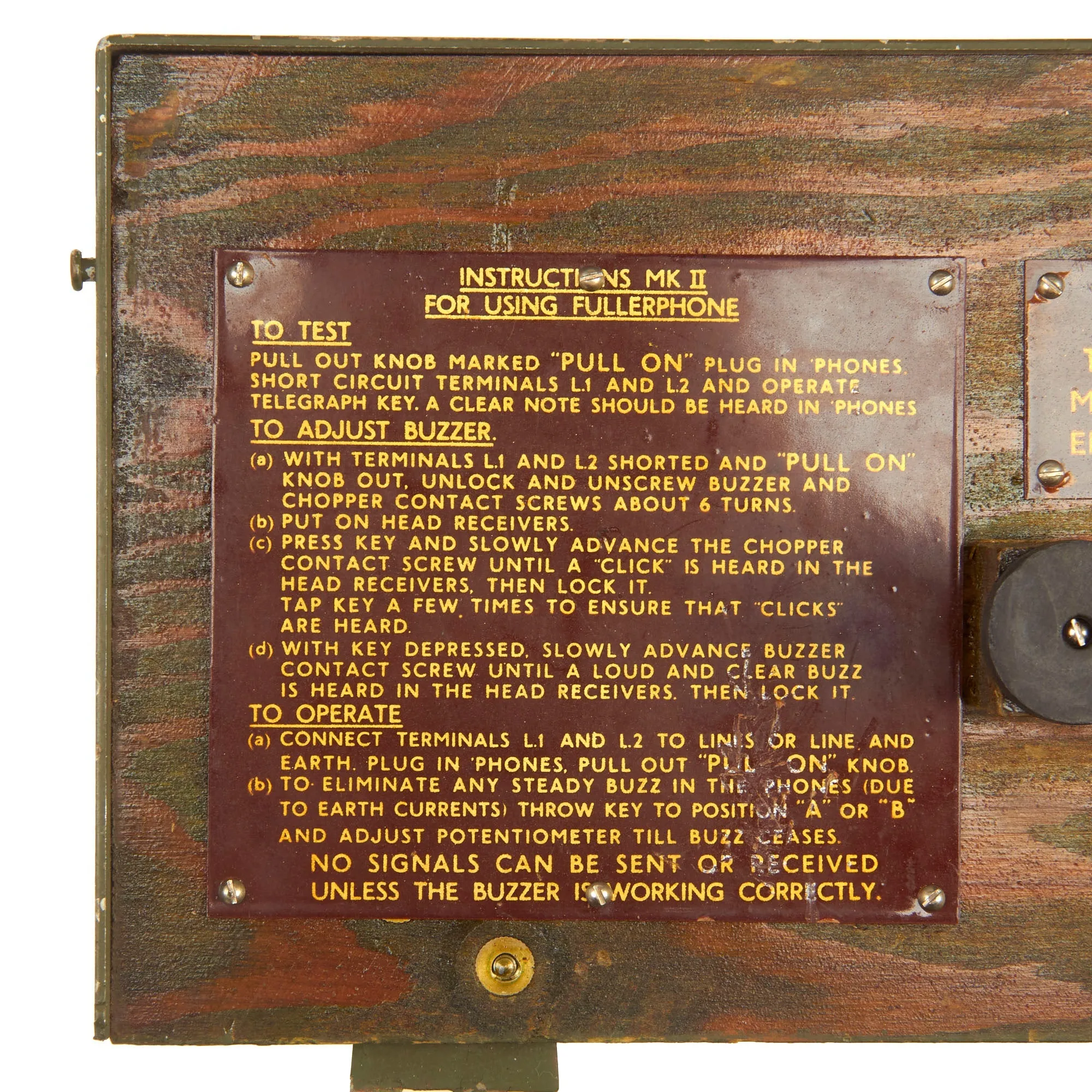 Original British WWII US Issue Fullerphone Modified Mk V Portable Telegraph Signaling Device With Mk II Case