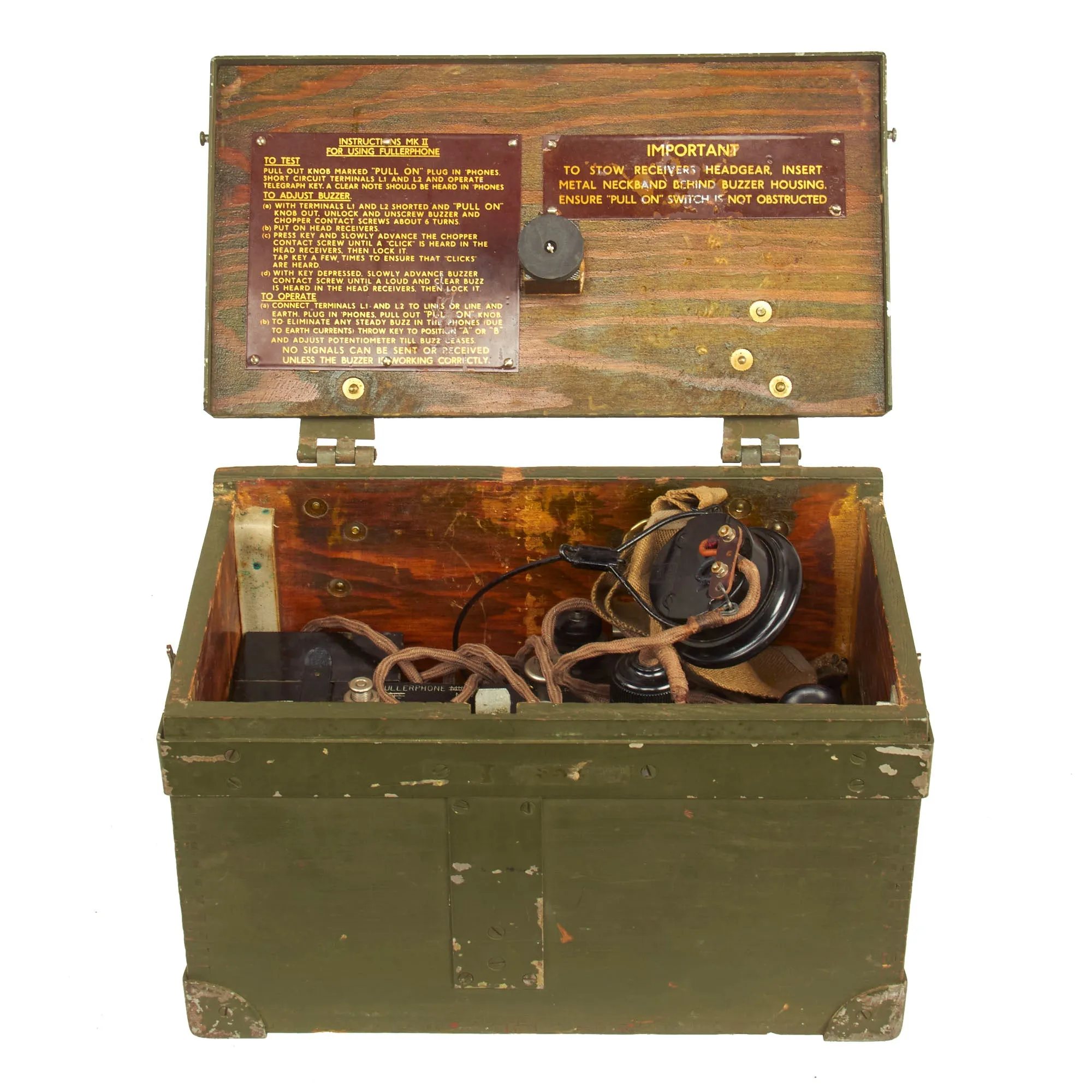 Original British WWII US Issue Fullerphone Modified Mk V Portable Telegraph Signaling Device With Mk II Case