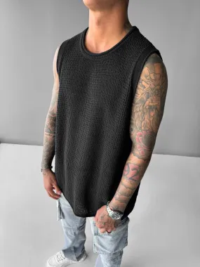 Oversize Textured Tanktop - Black