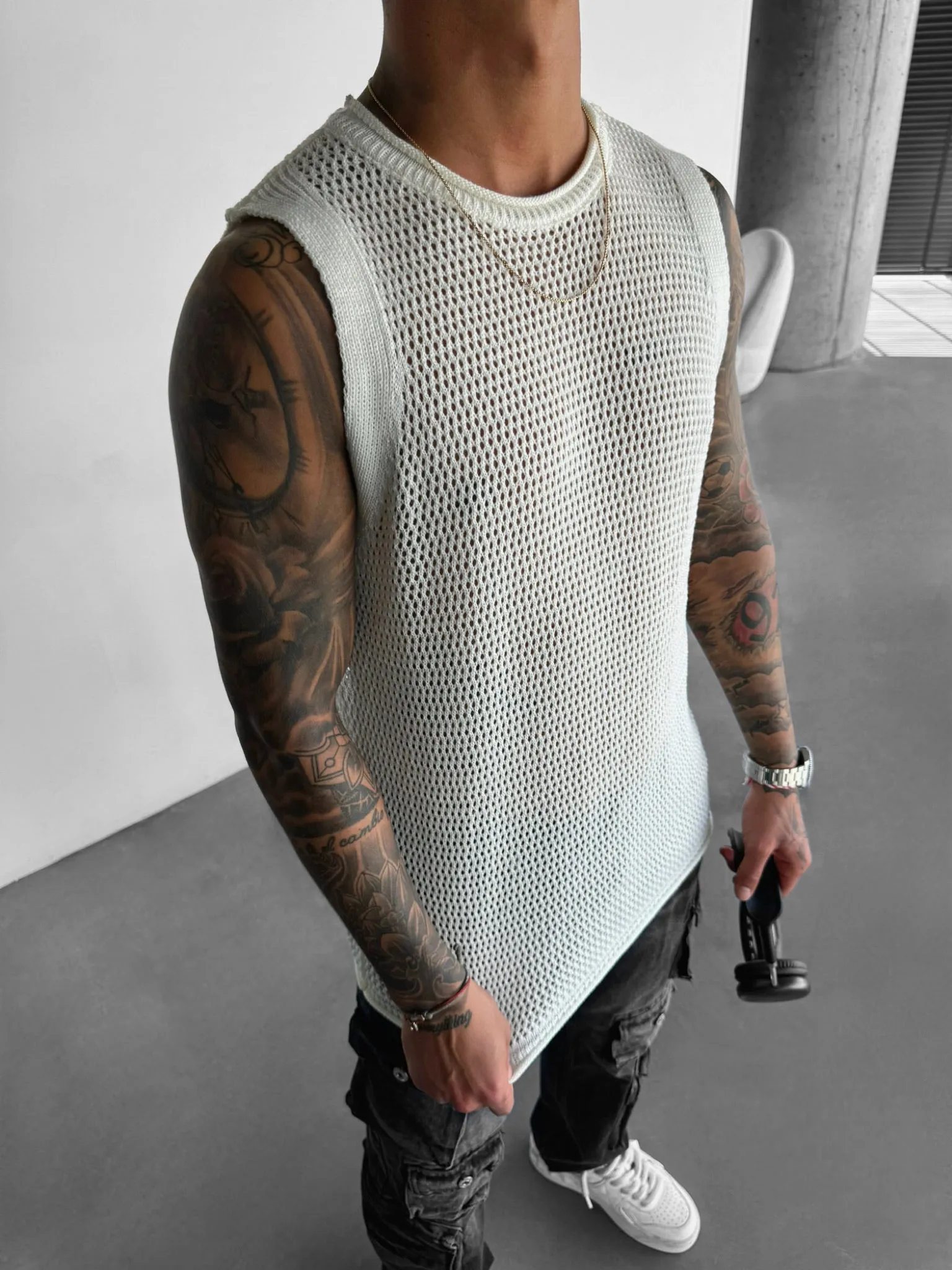 Oversize Textured Tanktop - White