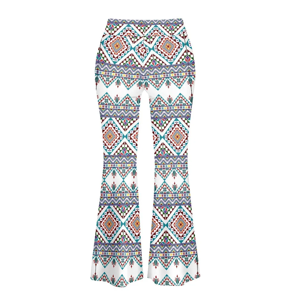 Palestinian tatreez print Flared pants