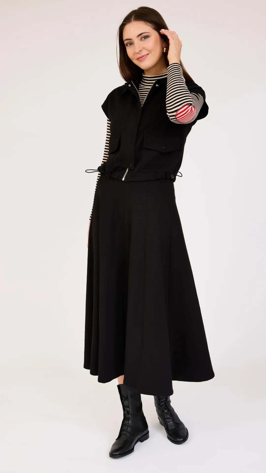PAR-T401 NAVY STRIPE PATCH TURTLENECK