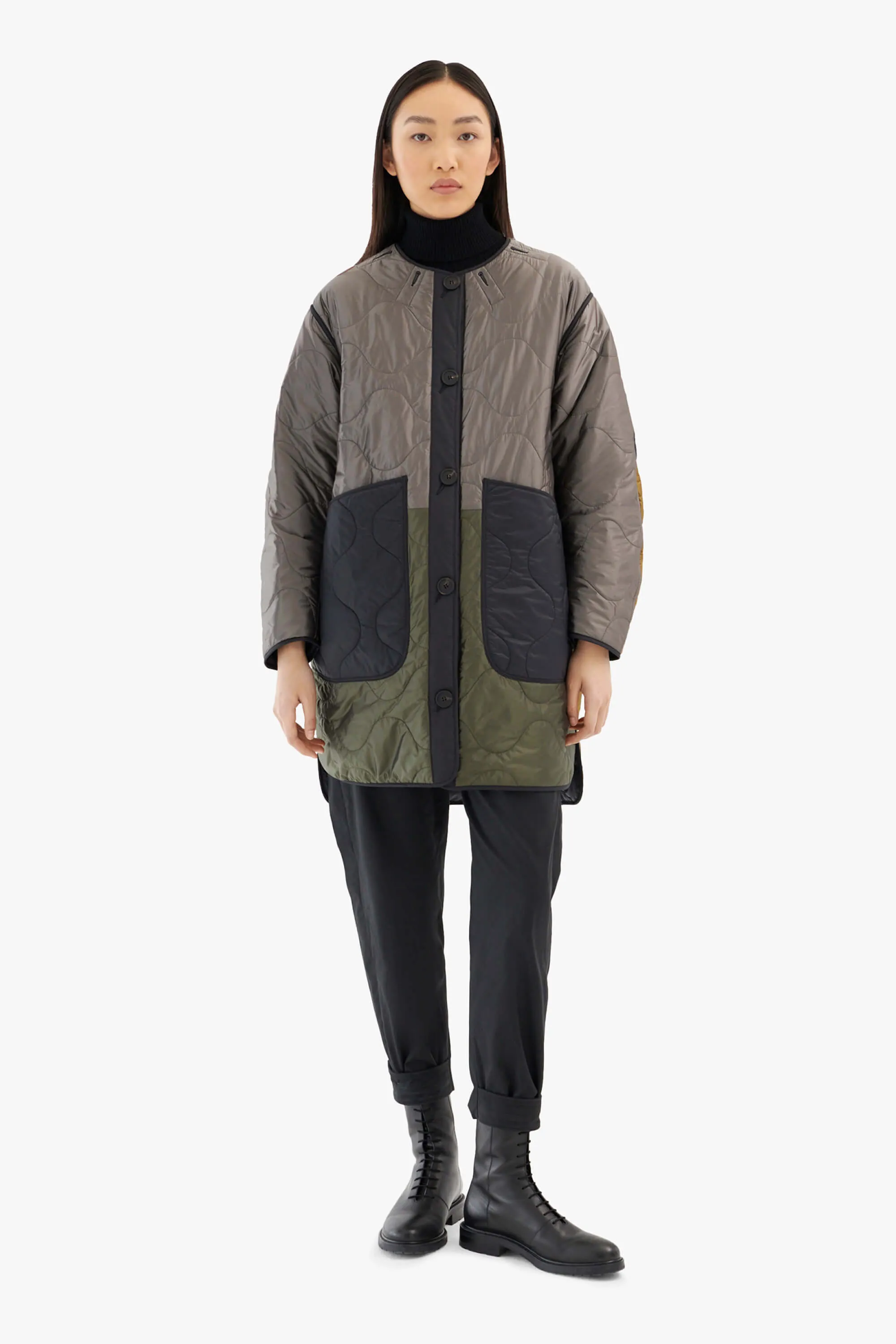 Patchwork Signature Quilt Jacket - Granite / Black