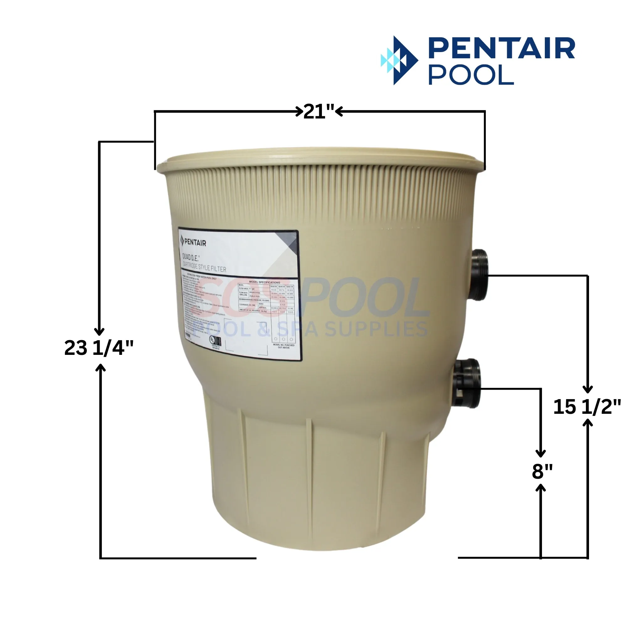 Pentair Bottom Tank Assembly For Quad DE Pool Filter | 195999