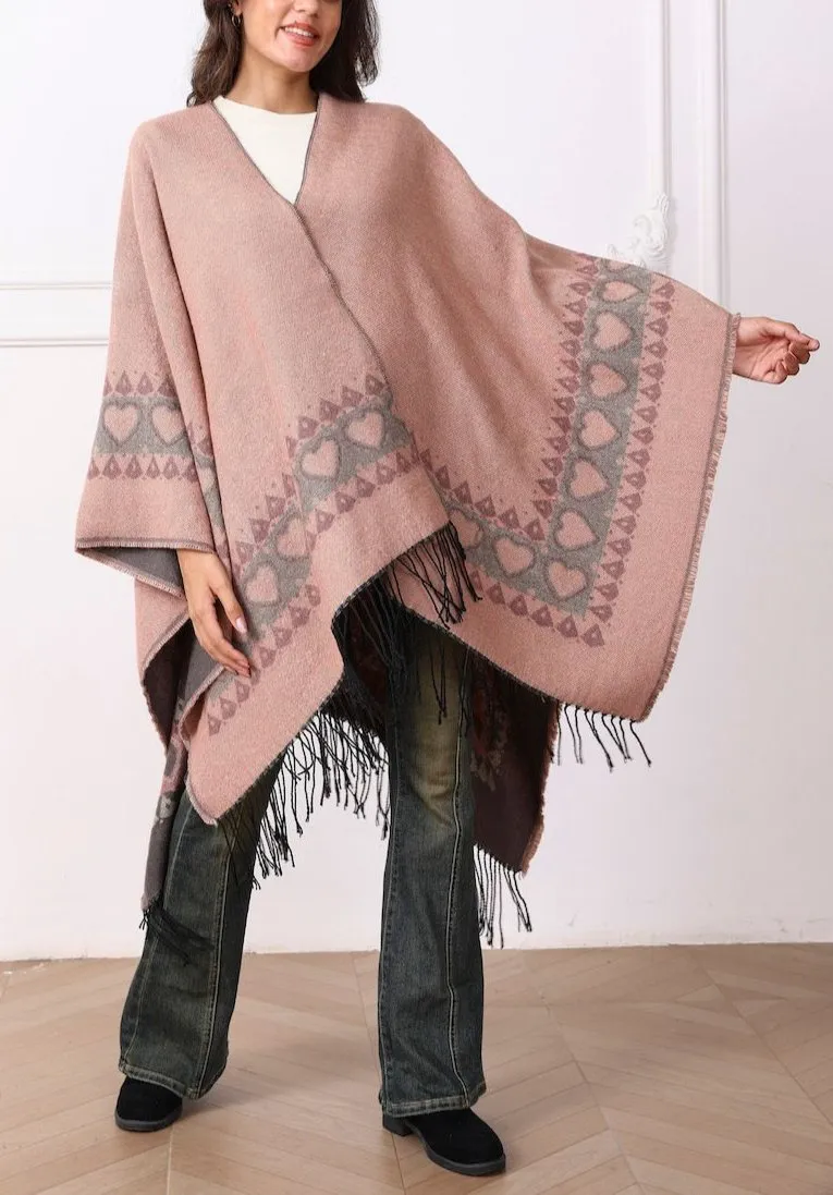 Pink and Grey Reversible Cape
