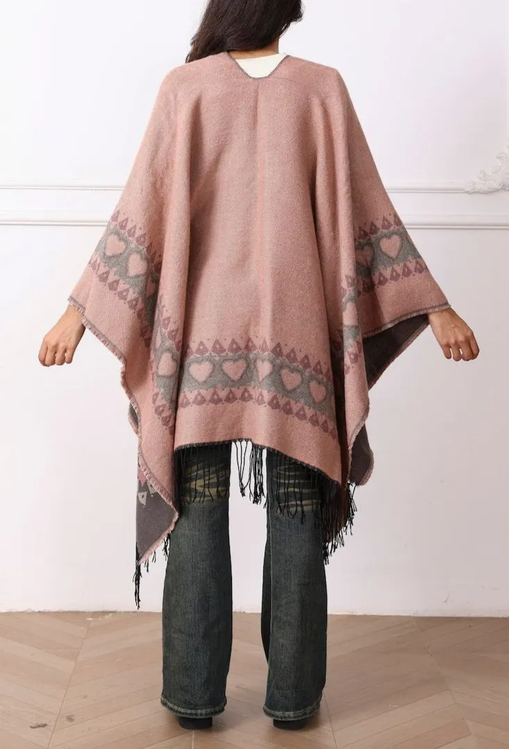 Pink and Grey Reversible Cape