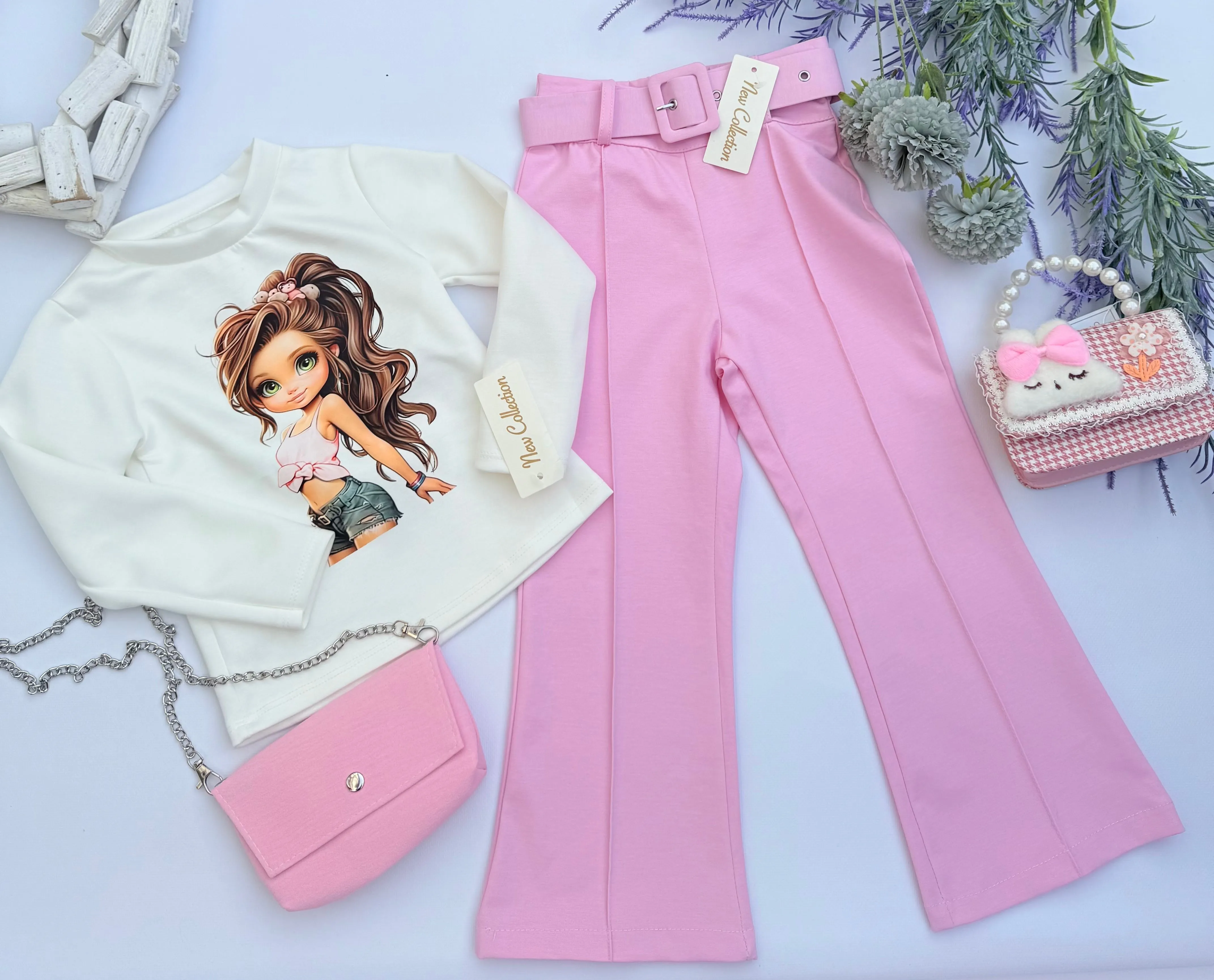 Pink flared pants