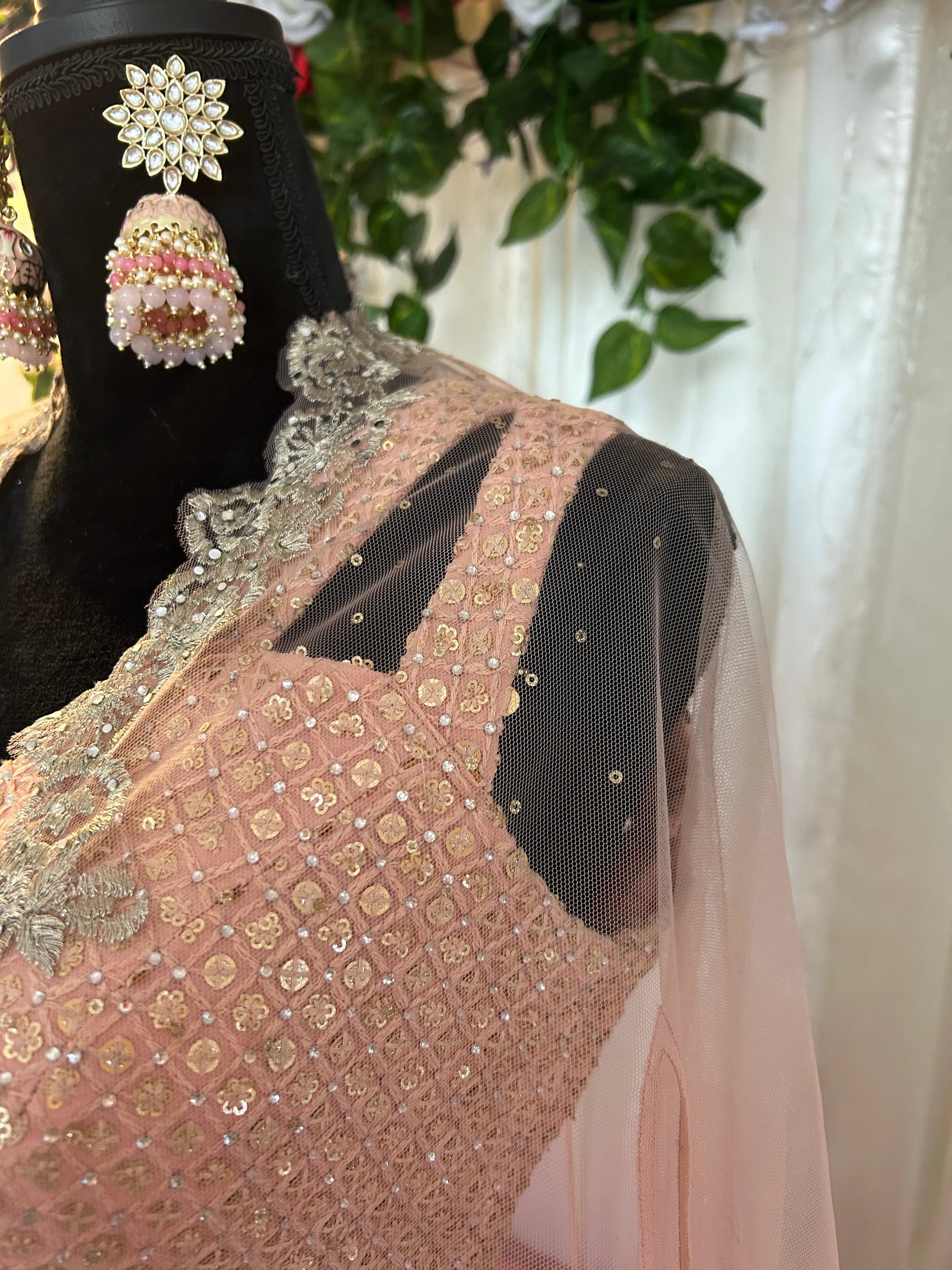 Pink Sharara Set with Cape