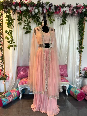 Pink Sharara Set with Cape