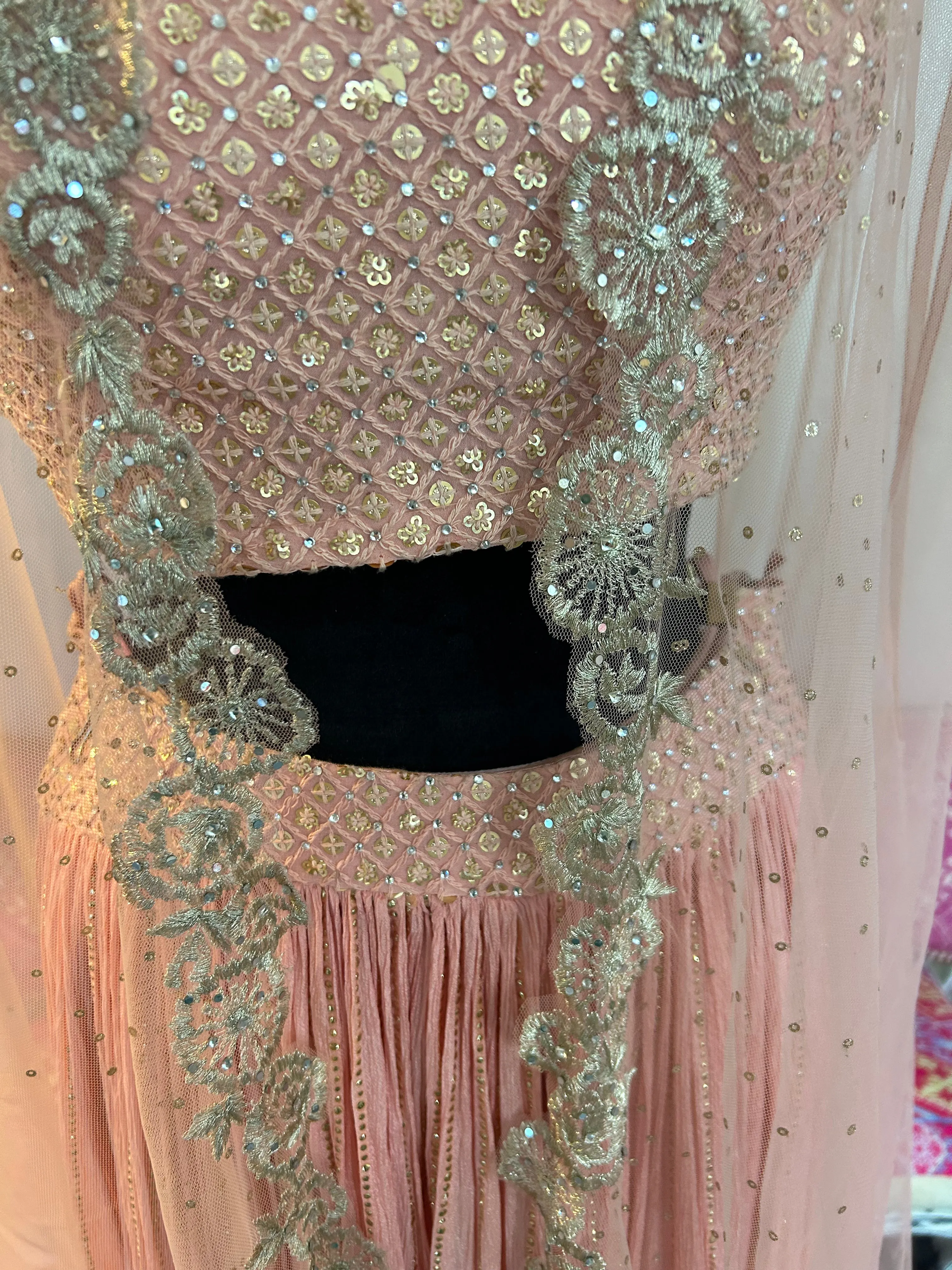 Pink Sharara Set with Cape