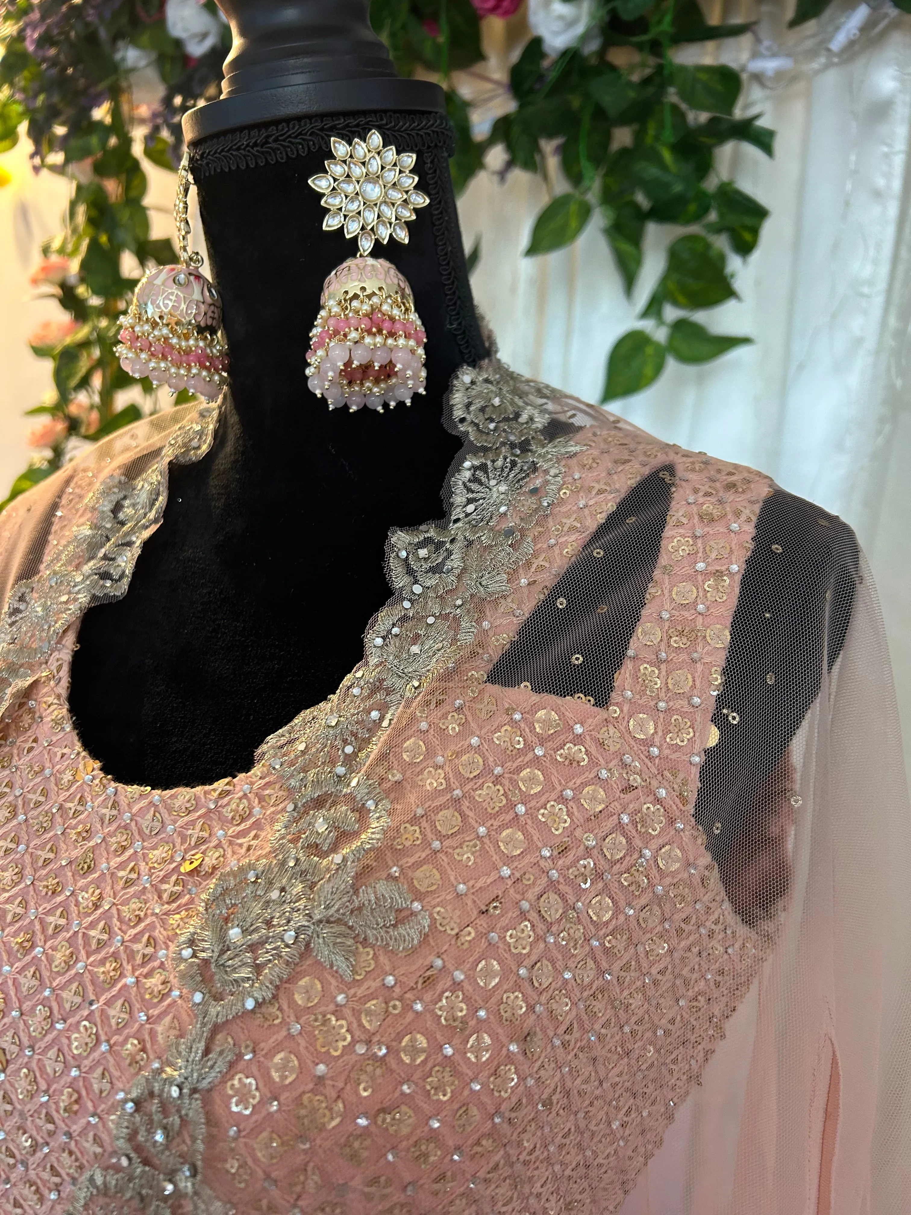 Pink Sharara Set with Cape