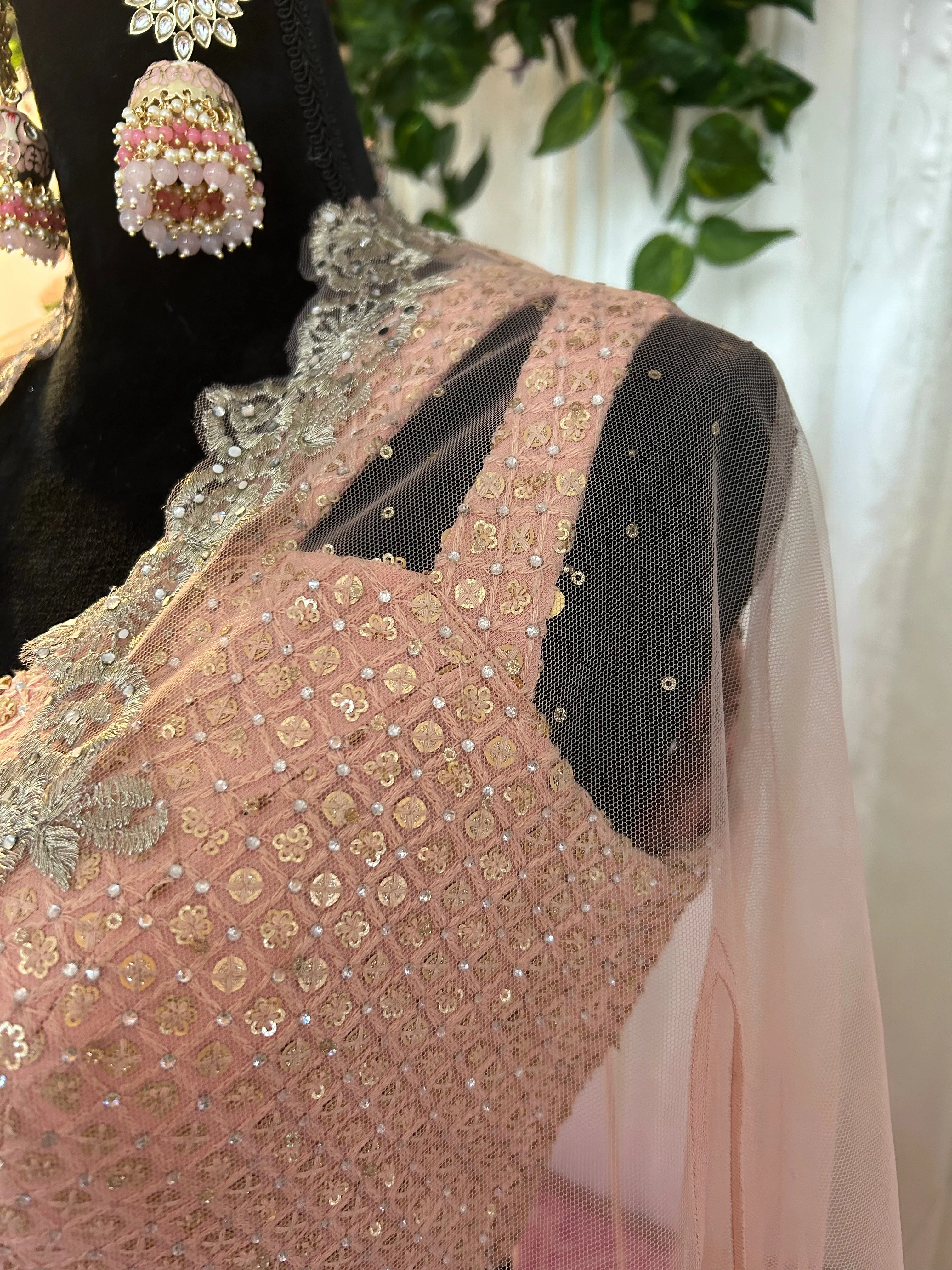 Pink Sharara Set with Cape