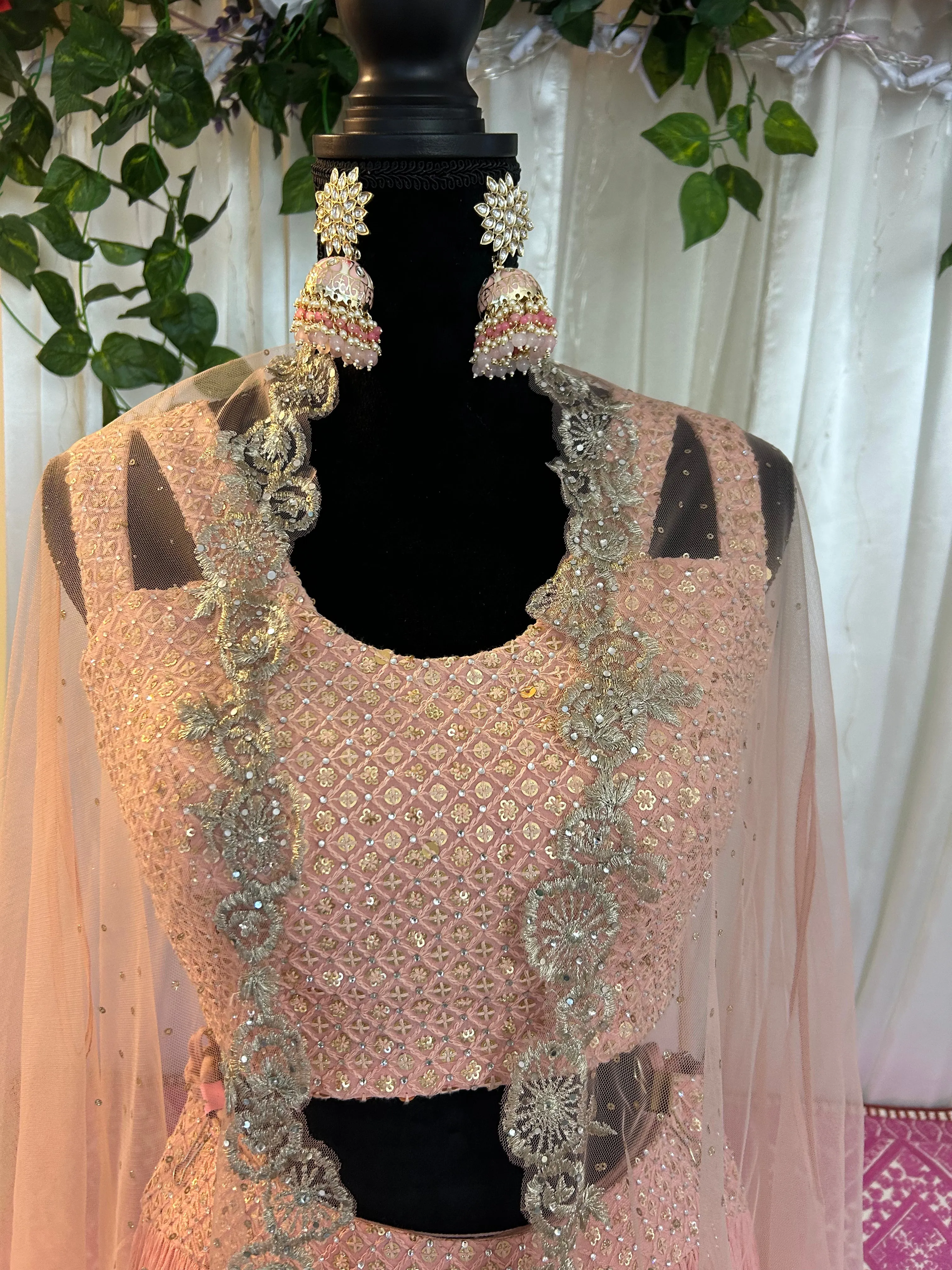 Pink Sharara Set with Cape