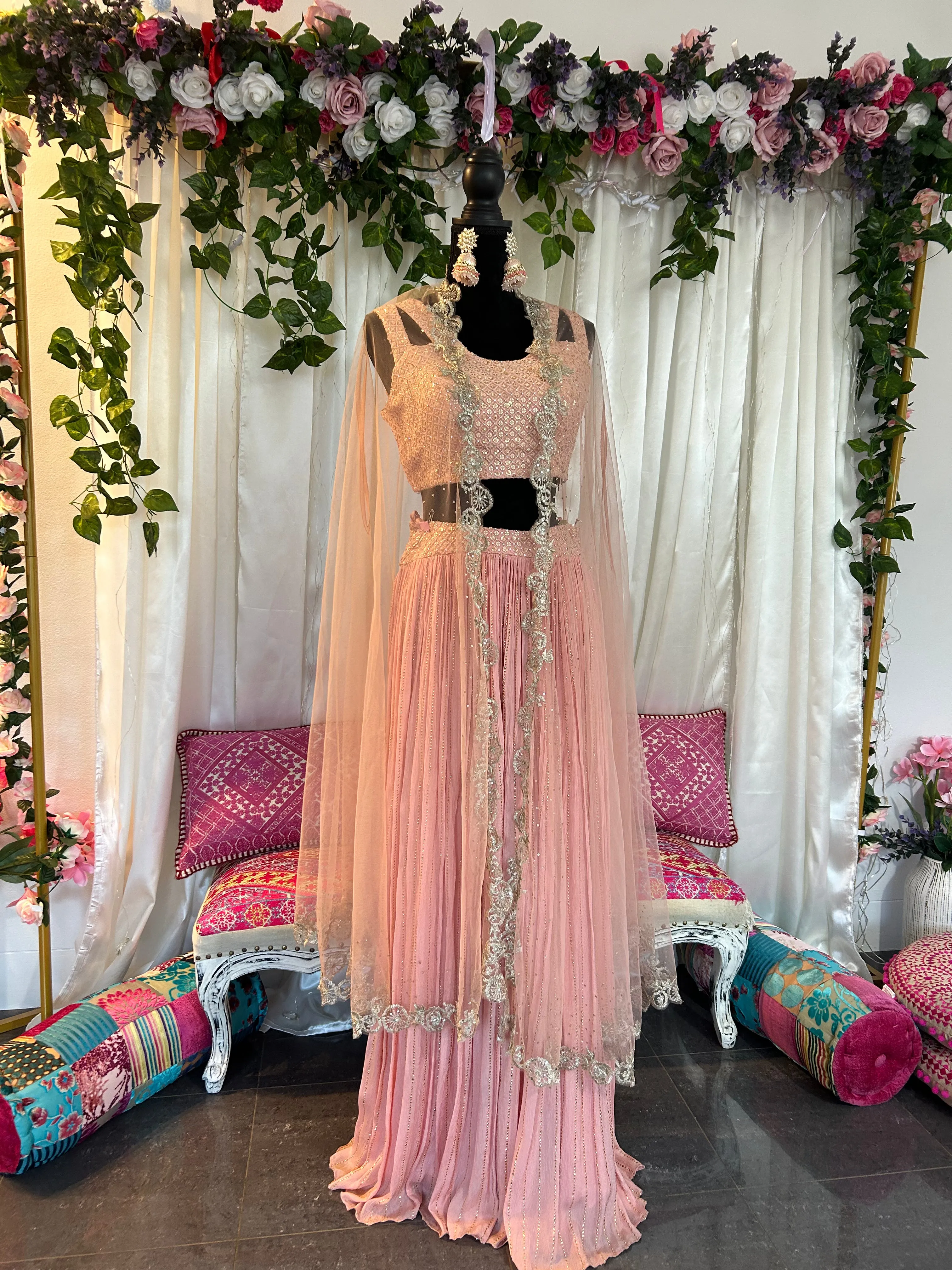 Pink Sharara Set with Cape