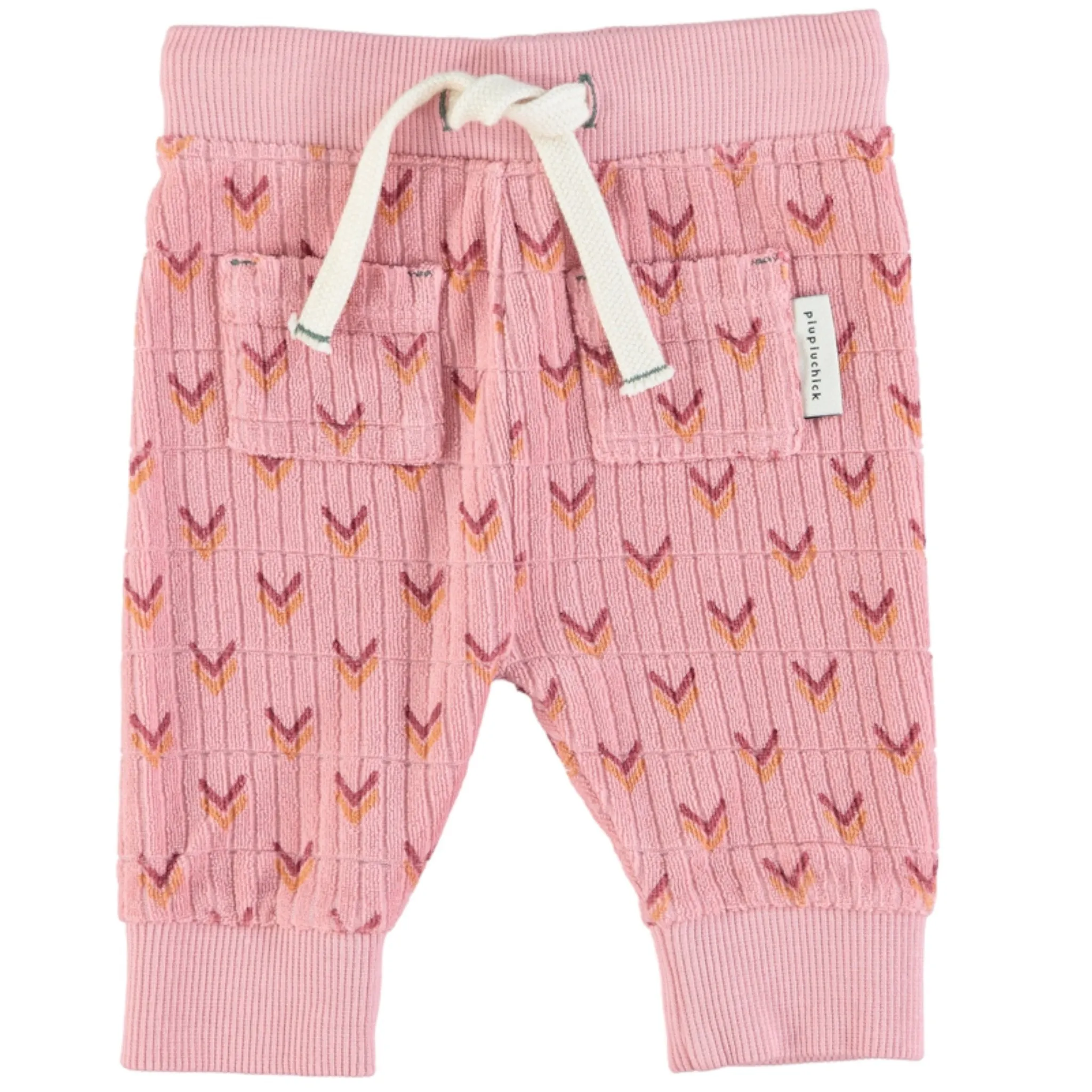 Piupiuchick Baby Trousers Terry Cotton - Pink with Multicolor Arrows