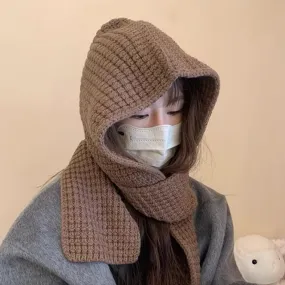 Plain Knit Hooded Scarf
