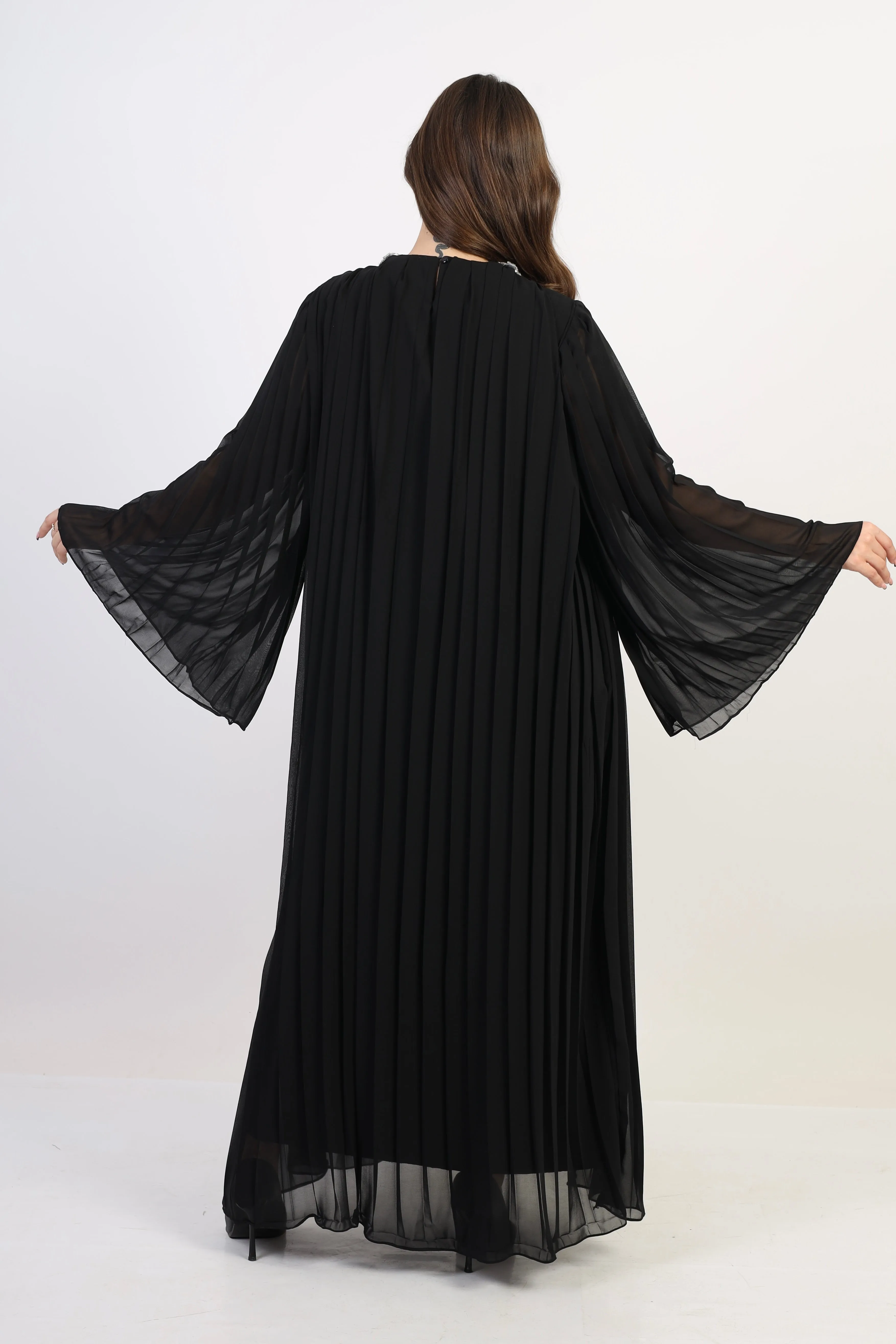 Pleated chiffon dress - Black