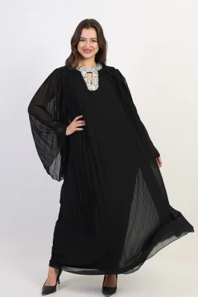 Pleated chiffon dress - Black