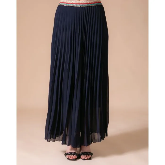 Pleated MAXI Skirt with Rainbow Elasticated Waistband