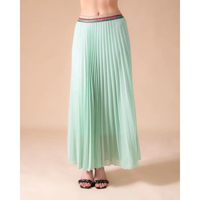 Pleated MAXI Skirt with Rainbow Elasticated Waistband