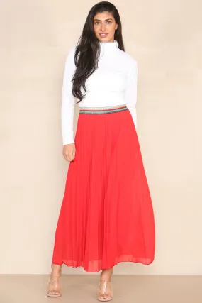 Pleated MAXI Skirt with Rainbow Elasticated Waistband