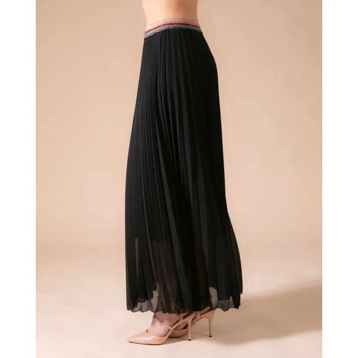 Pleated MAXI Skirt with Rainbow Elasticated Waistband