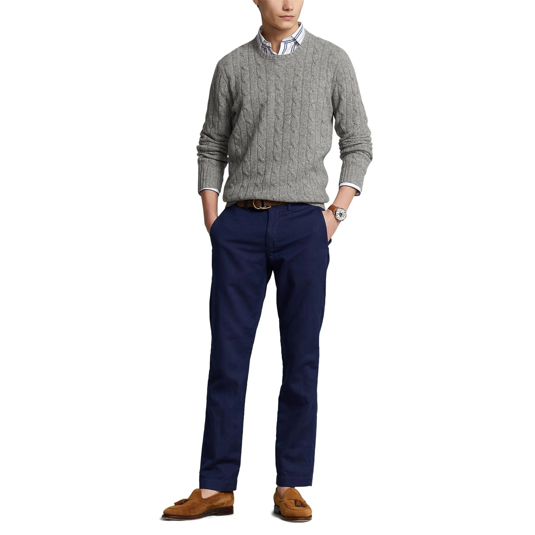 Polo Golf Straight Fit Bedford Linen Trousers Navy - SU24