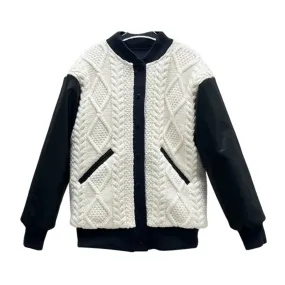 Pre Order:  Contrast Spliced Knitted Wool Jacket