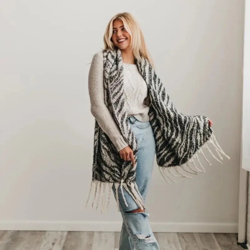 PRETTY SIMPLE SC-BR-BLK-ZB-7-2021 Zebra Scarf