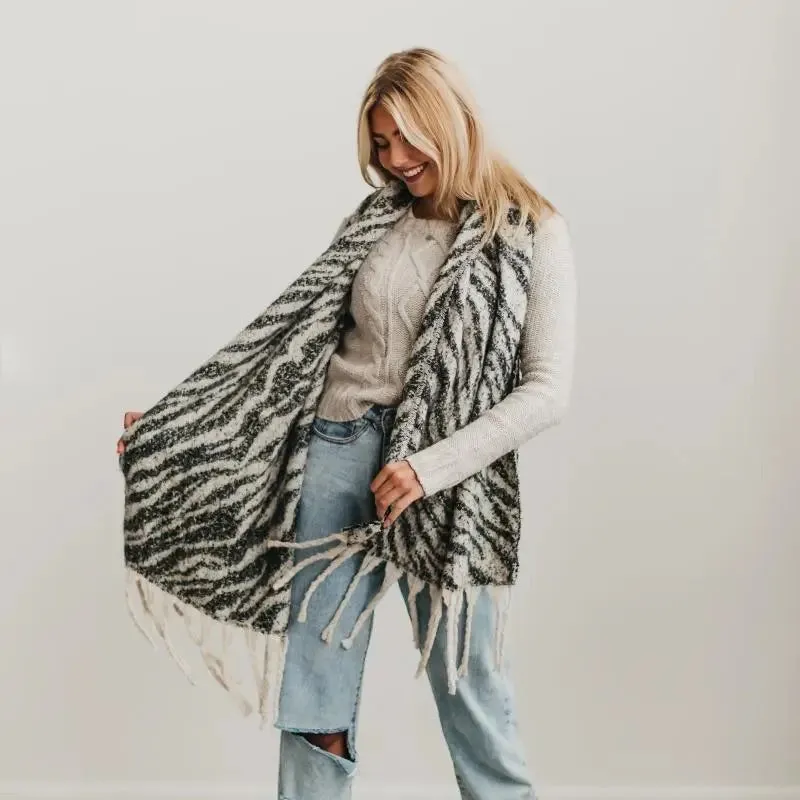 PRETTY SIMPLE SC-BR-BLK-ZB-7-2021 Zebra Scarf