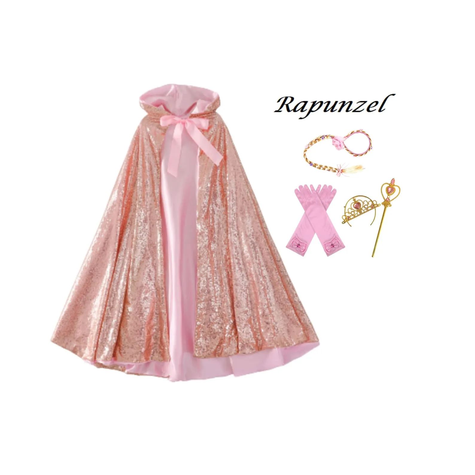Princess Cloak - Hooded Cape Cloak with Accessories, Elsa, Ariel, and Rapunzel Inspired Gift Set
