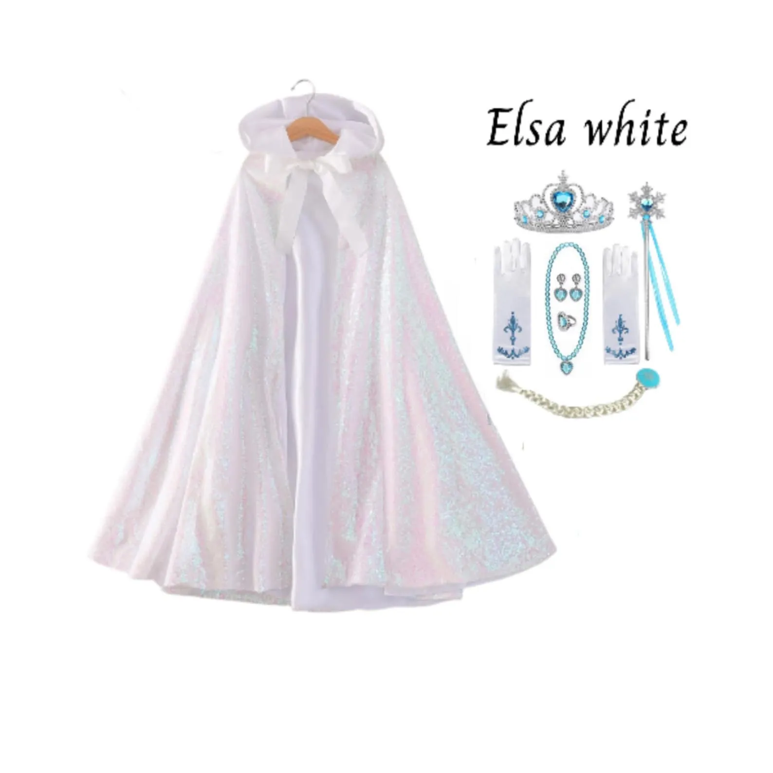 Princess Cloak - Hooded Cape Cloak with Accessories, Elsa, Ariel, and Rapunzel Inspired Gift Set
