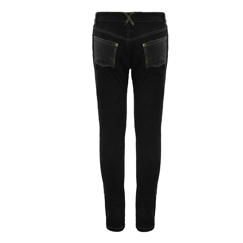 PT10402 steampunk rock bronze fitted leather men trousers with cross