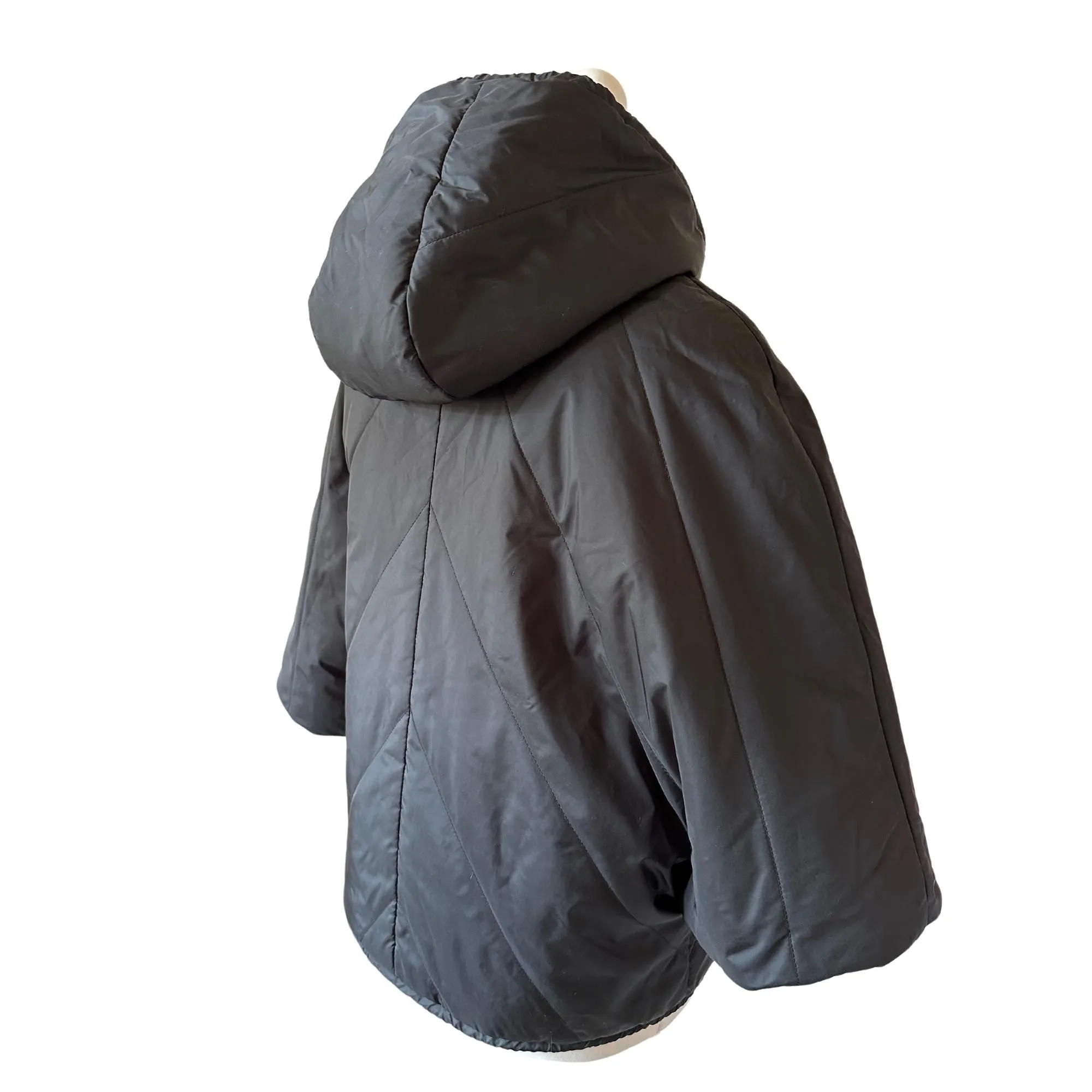 Puffer Pink Black Reversible Mid-Season Quilted Jacket with Hood