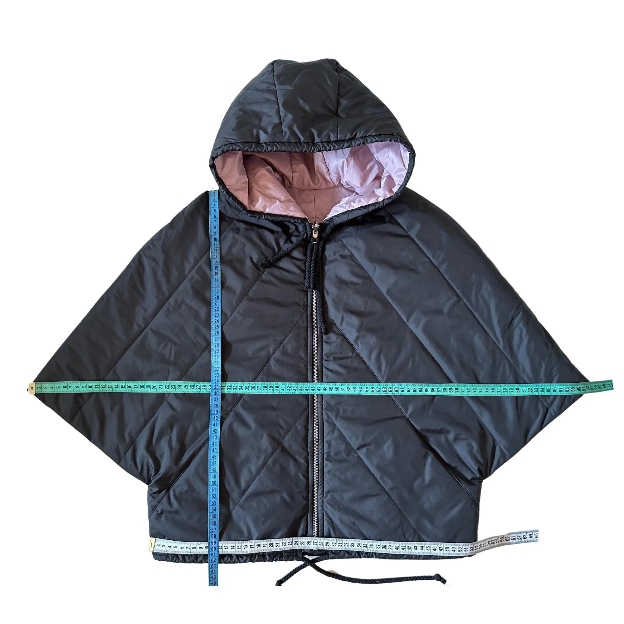 Puffer Pink Black Reversible Mid-Season Quilted Jacket with Hood