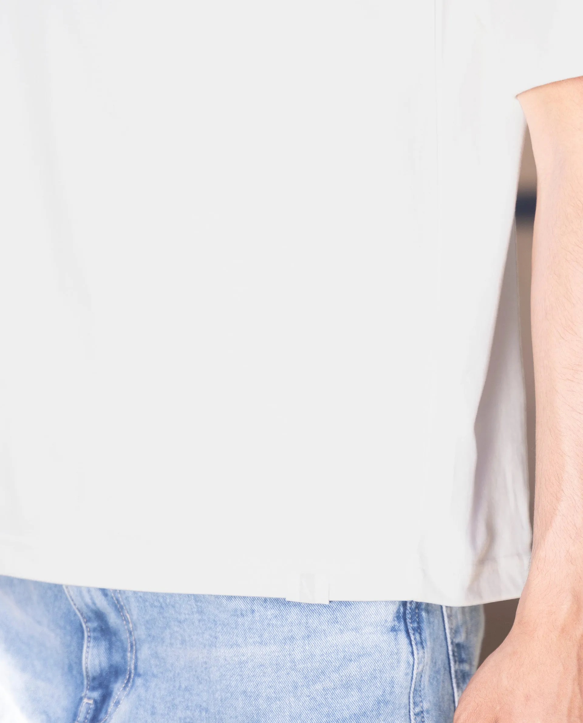 Rare Rabbit Men's Qlo Off White Cotton Polyester Fabric Short Sleeve Crew Neck Oversized Fit Solid T-Shirt