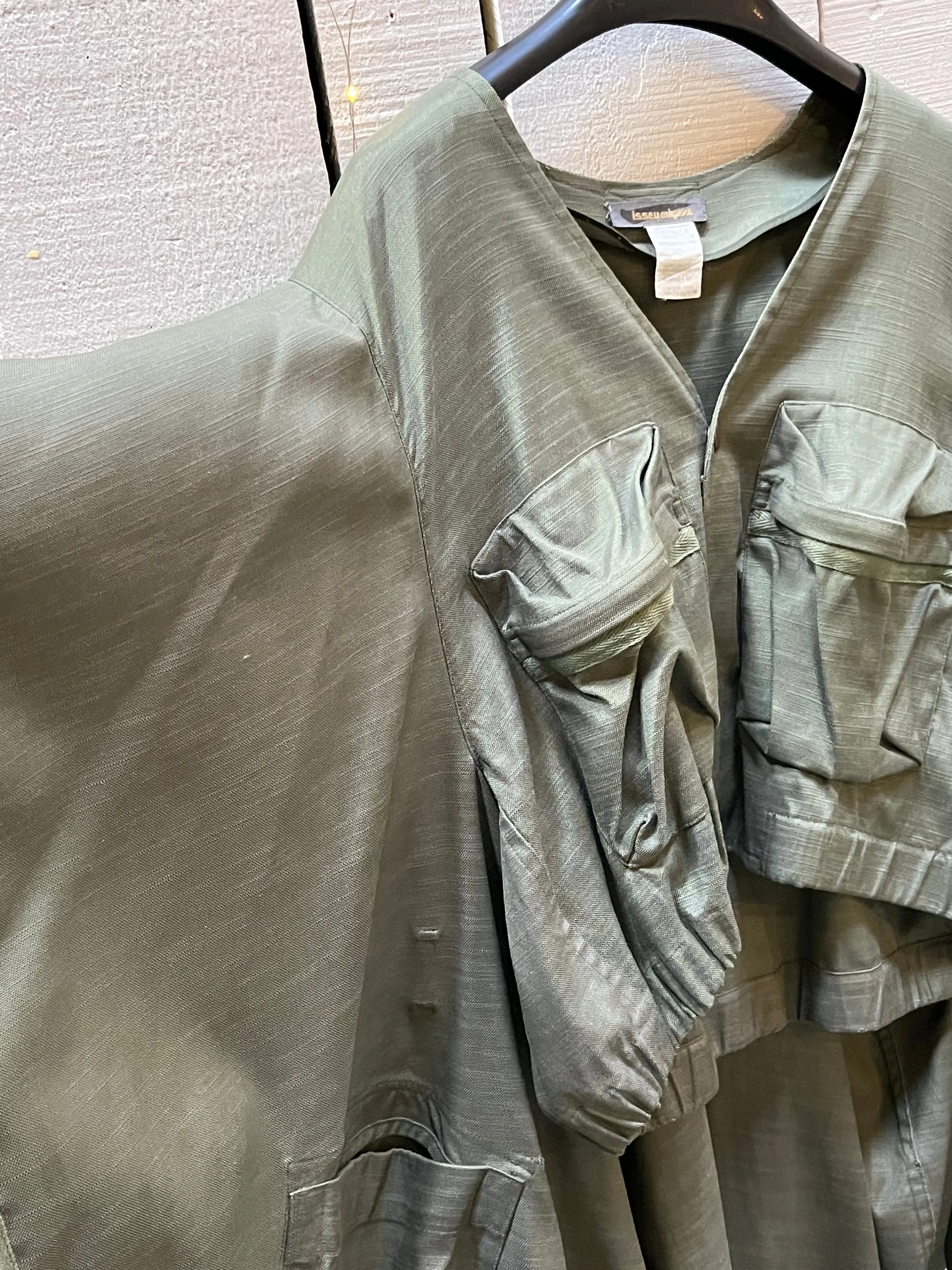 Rare Vintage 70’s Issey Miyake Cotton Oversized Jacket with Attached Vest, Made in Japan, Size Small