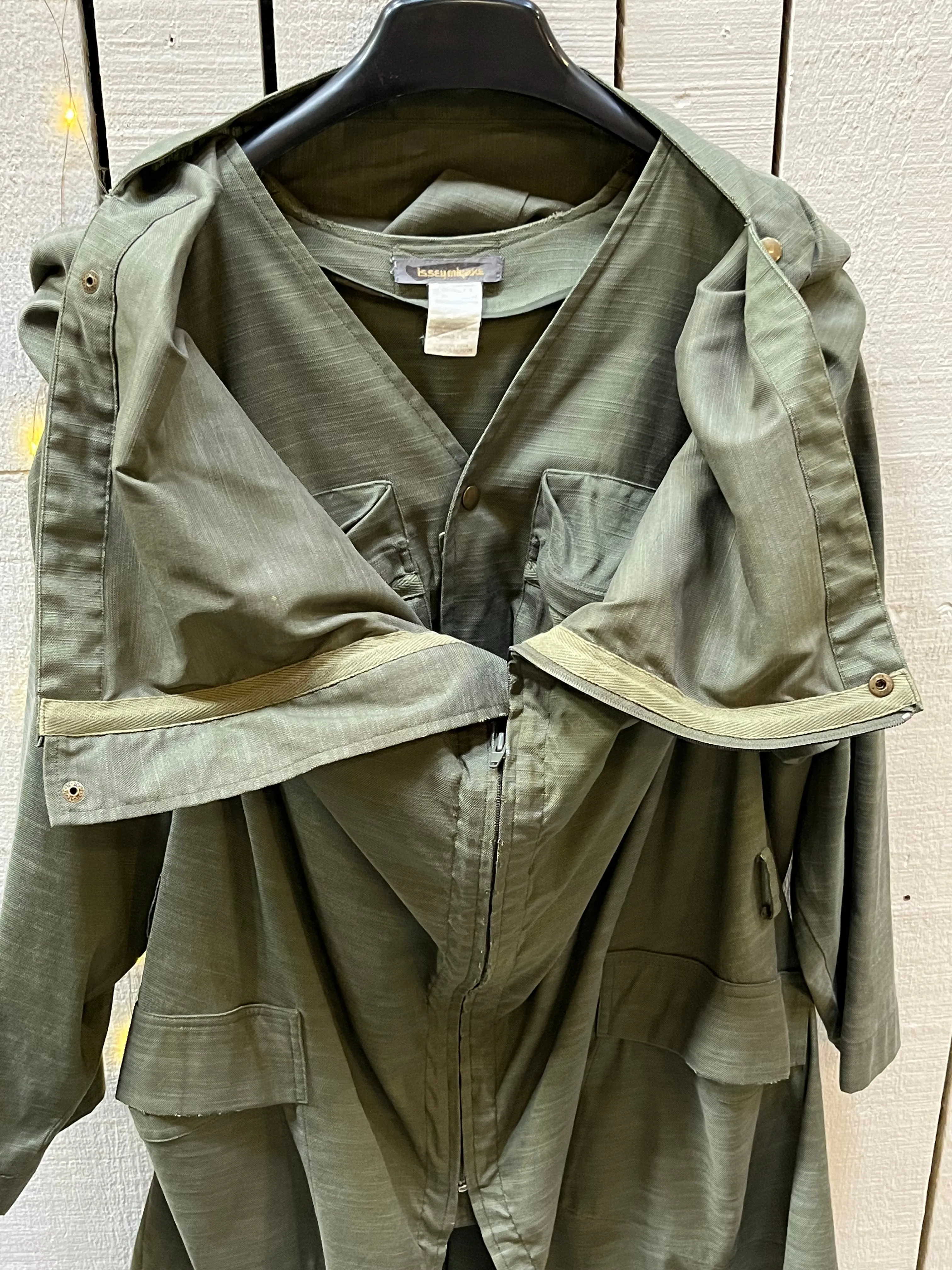 Rare Vintage 70’s Issey Miyake Cotton Oversized Jacket with Attached Vest, Made in Japan, Size Small