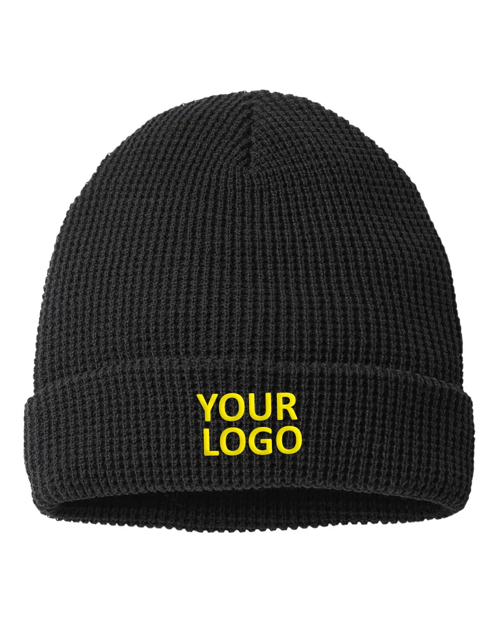 Richardson Waffle Cuffed Custom Beanies, Black