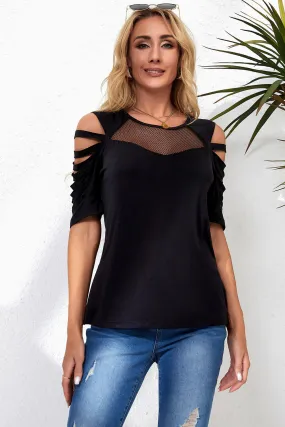 Round Neck Cutout Raglan Sleeve Top