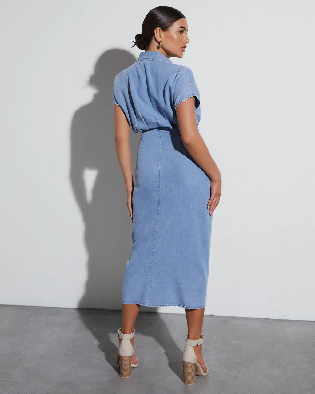 Sandie Chambray Tie Waist Midi Dress