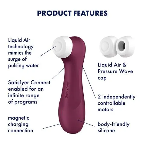 Satisfyer Pro 2 Generation 3 Rechargeable Clitoral Stimulator   Vibration with App Control - Wine Red