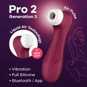 Satisfyer Pro 2 Generation 3 Rechargeable Clitoral Stimulator   Vibration with App Control - Wine Red