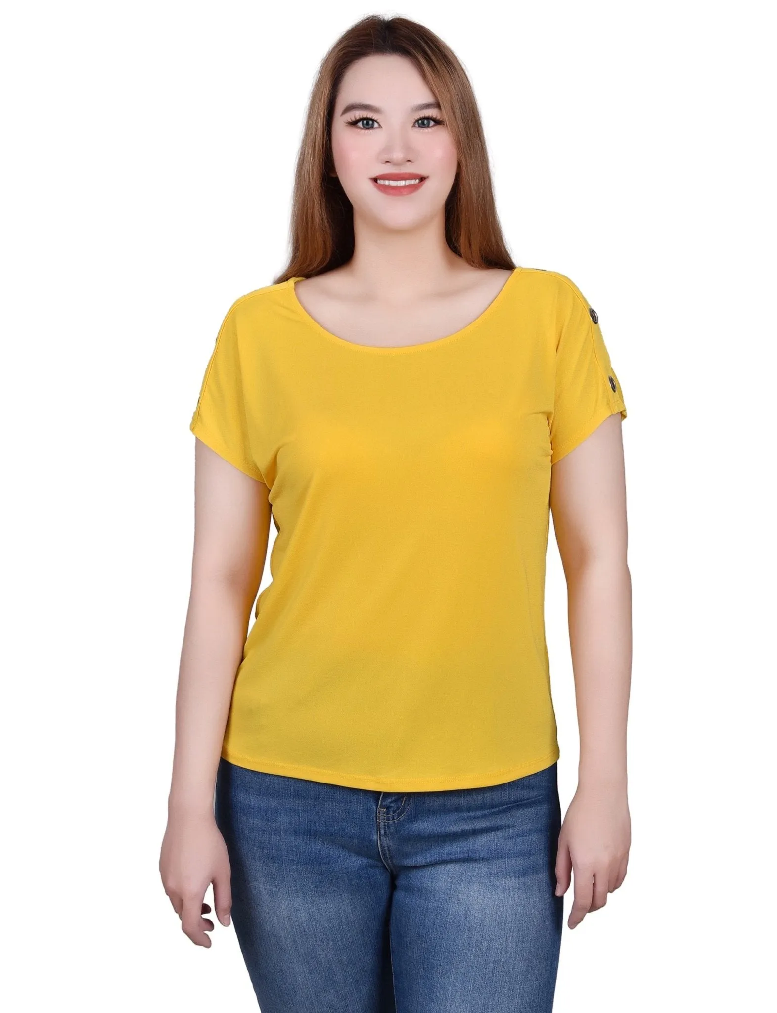 Short Sleeve Extended Sleeve Tunic Top - Petite