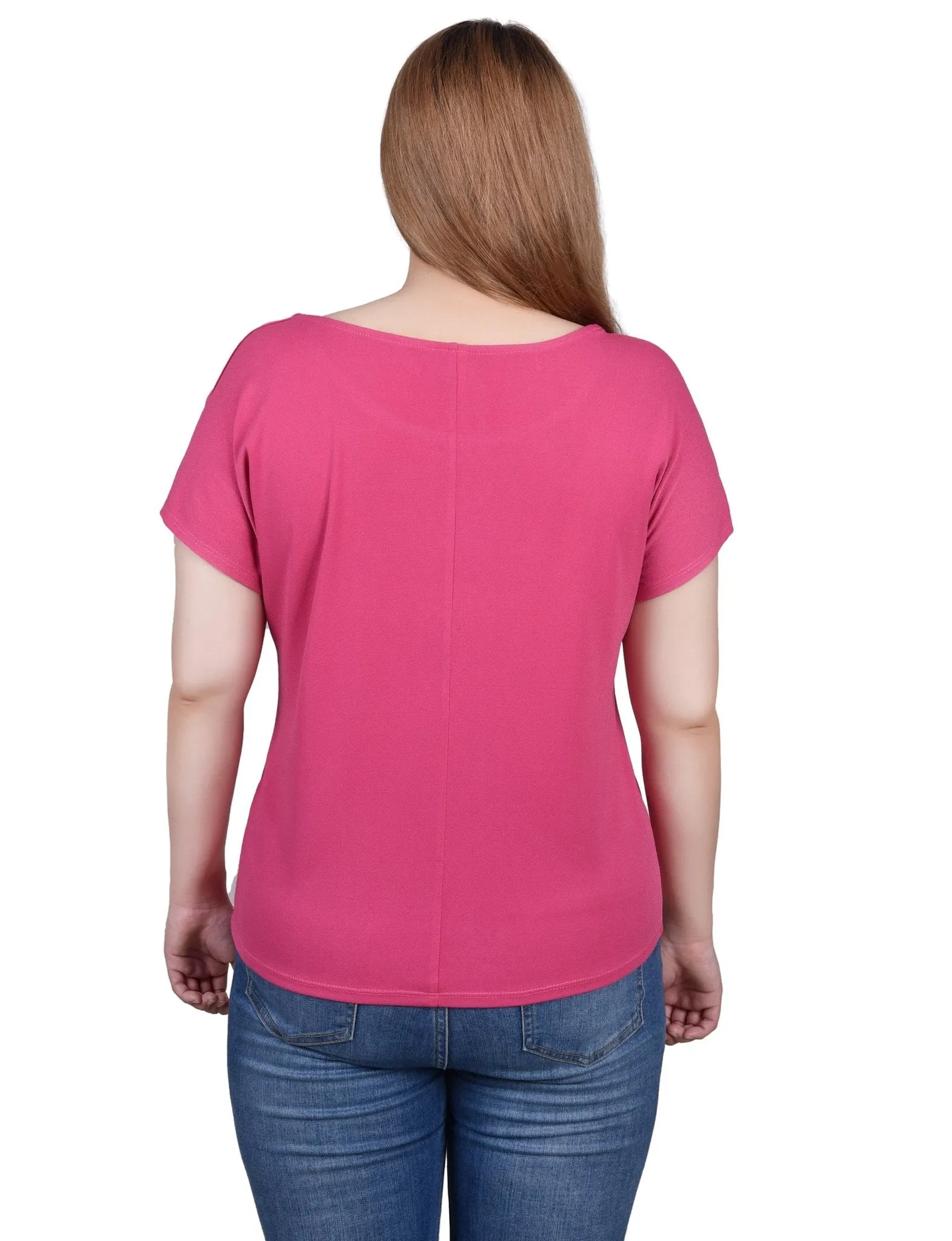 Short Sleeve Extended Sleeve Tunic Top - Petite