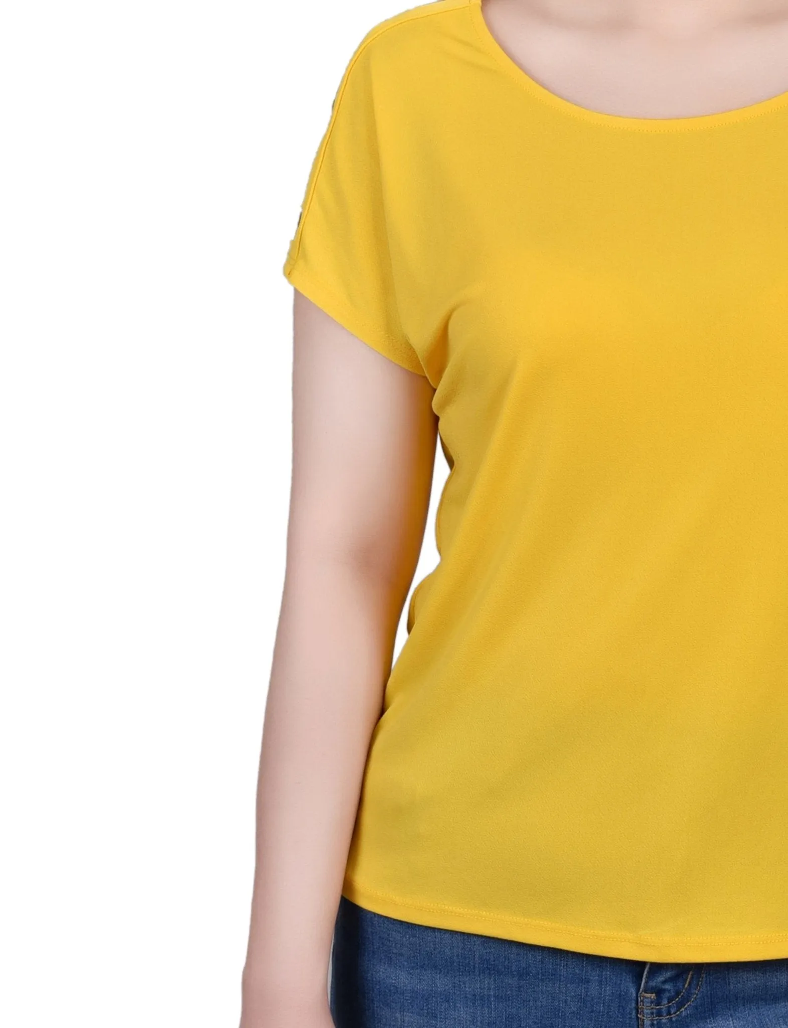 Short Sleeve Extended Sleeve Tunic Top - Petite