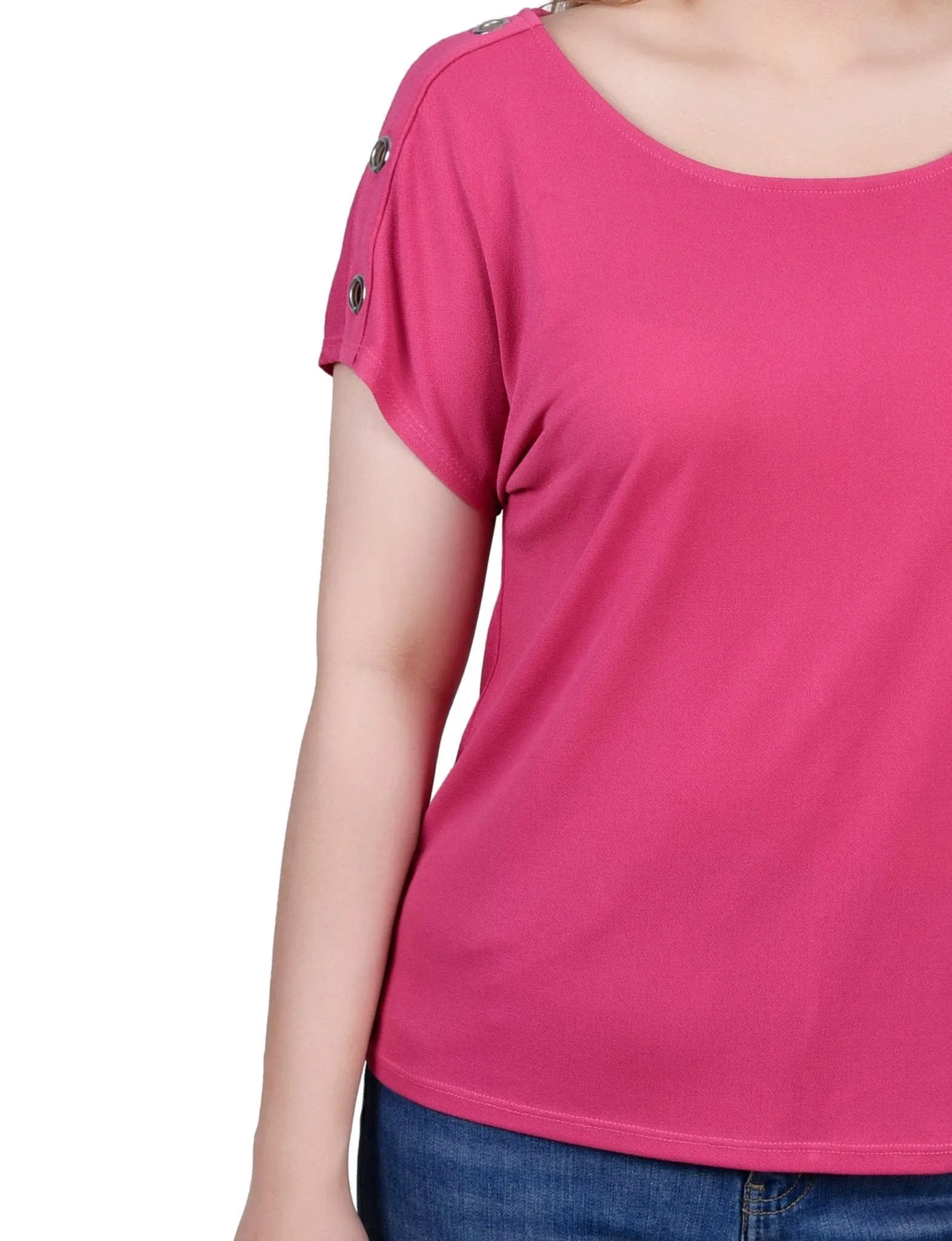 Short Sleeve Extended Sleeve Tunic Top - Petite
