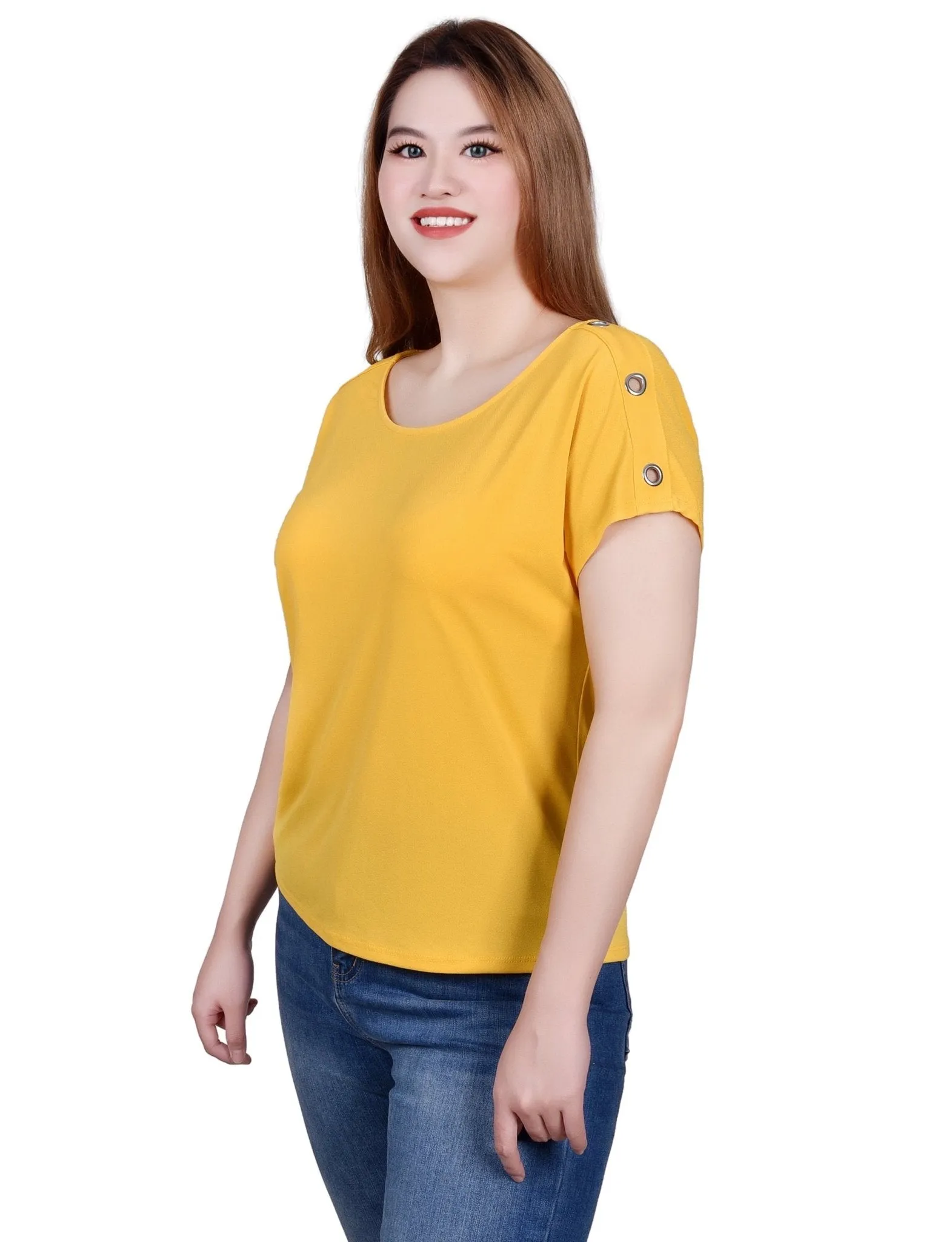 Short Sleeve Extended Sleeve Tunic Top - Petite