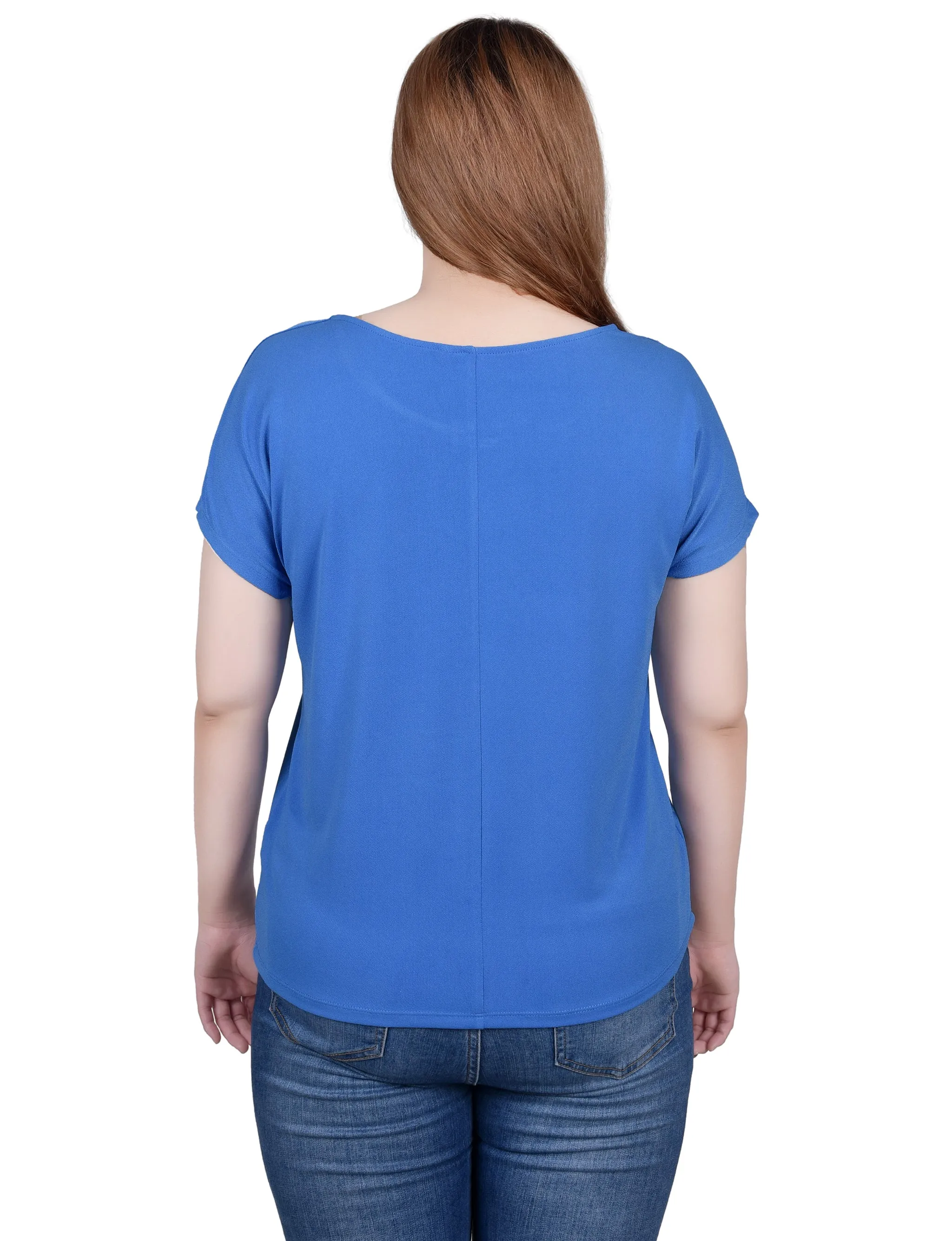Short Sleeve Extended Sleeve Tunic Top - Petite