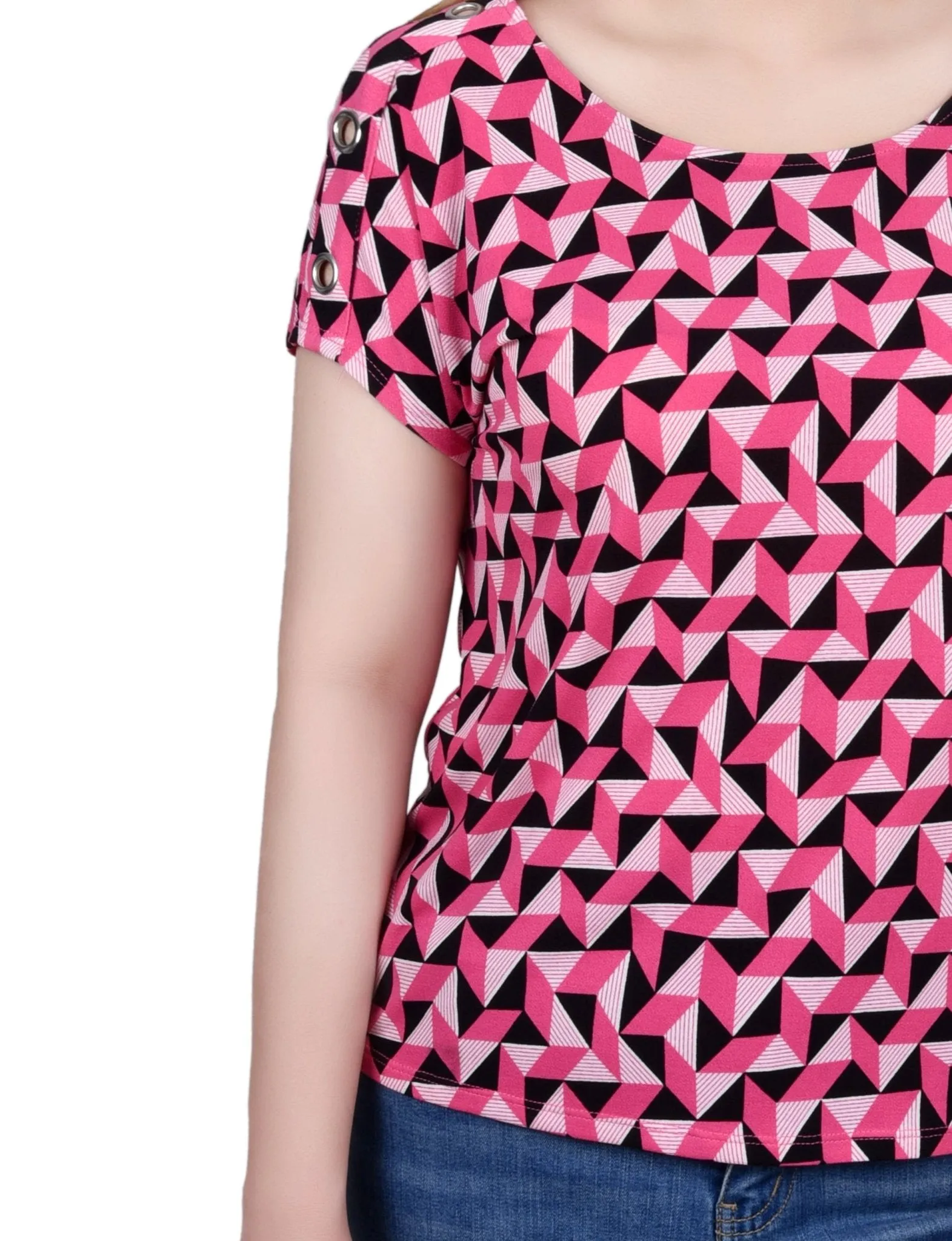 Short Sleeve Extended Sleeve Tunic Top - Petite